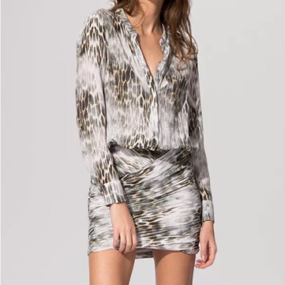 MAJE Riviere Leopard Print Dress 100% Silk